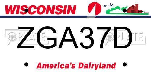 ZGA37D Wisconsin License Plate