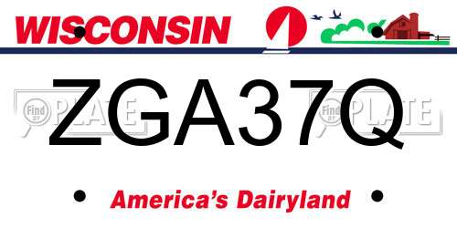 ZGA37Q Wisconsin License Plate