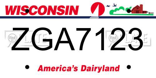 ZGA7123 Wisconsin License Plate