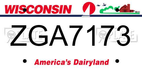 ZGA7173 Wisconsin License Plate