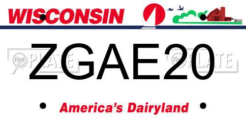ZGAE20 Wisconsin License Plate