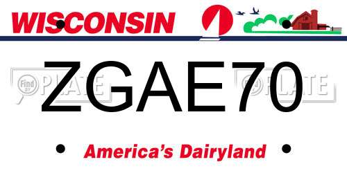 ZGAE70 Wisconsin License Plate