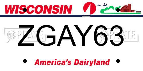 ZGAY63 Wisconsin License Plate