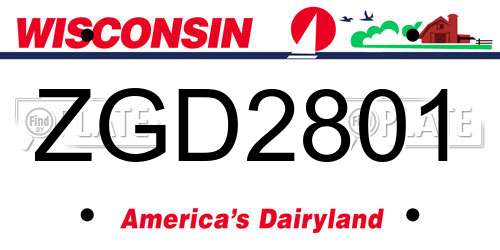 ZGD2801 Wisconsin License Plate