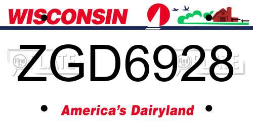 ZGD6928 Wisconsin License Plate