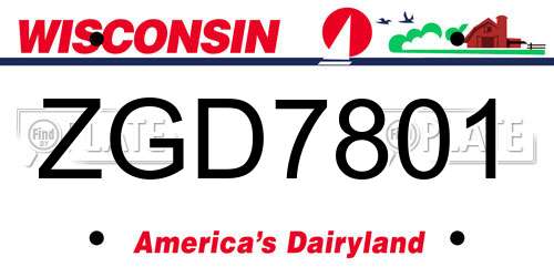 ZGD7801 Wisconsin License Plate