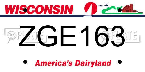ZGE163 Wisconsin License Plate