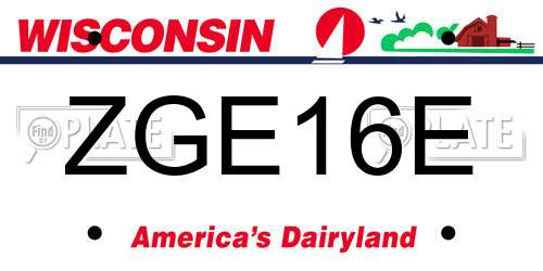 ZGE16E Wisconsin License Plate