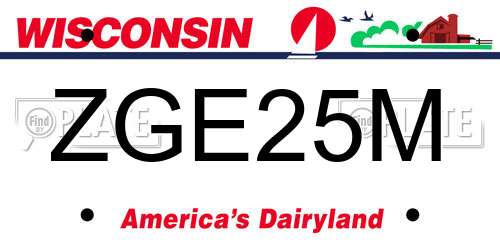 ZGE25M Wisconsin License Plate