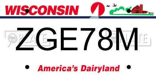ZGE78M Wisconsin License Plate