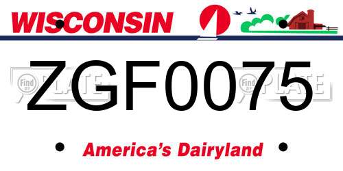 ZGF0075 Wisconsin License Plate