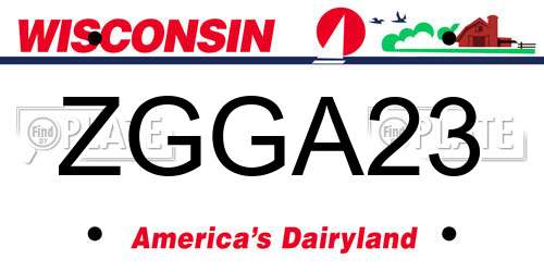 ZGGA23 Wisconsin License Plate