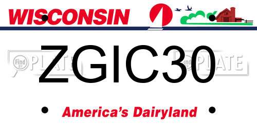 ZGIC30 Wisconsin License Plate