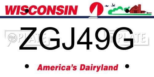 ZGJ49G Wisconsin License Plate