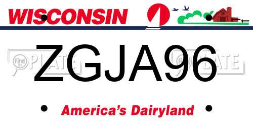 ZGJA96 Wisconsin License Plate