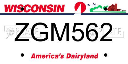 ZGM562 Wisconsin License Plate
