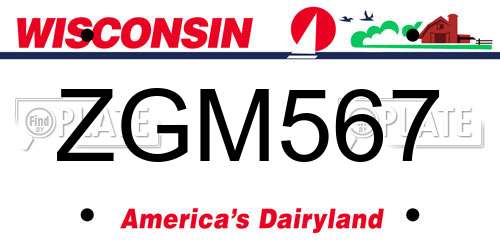ZGM567 Wisconsin License Plate