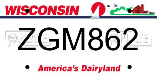 ZGM862 Wisconsin License Plate