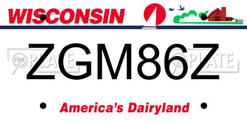 ZGM86Z Wisconsin License Plate