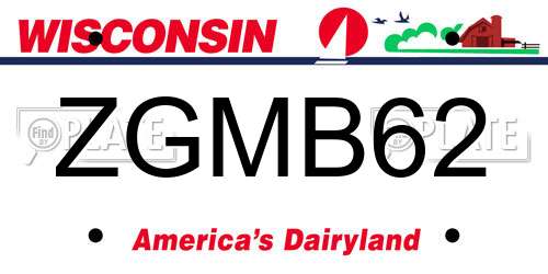 ZGMB62 Wisconsin License Plate