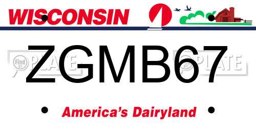 ZGMB67 Wisconsin License Plate