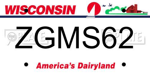 ZGMS62 Wisconsin License Plate