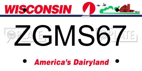 ZGMS67 Wisconsin License Plate