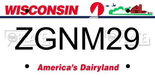 ZGNM29 Wisconsin License Plate