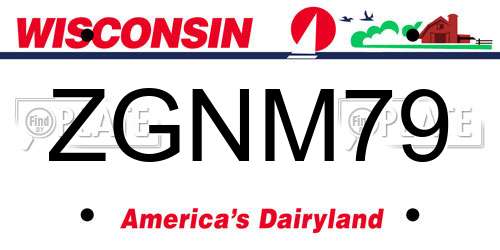 ZGNM79 Wisconsin License Plate