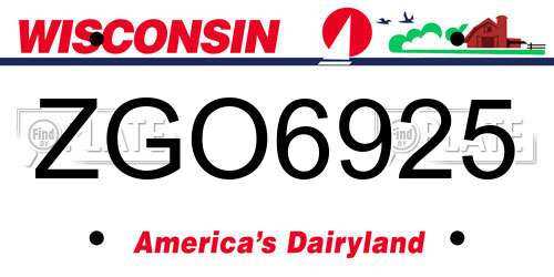 ZGO6925 Wisconsin License Plate