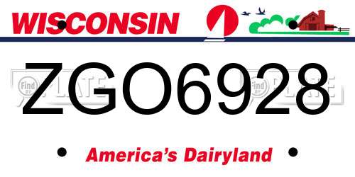 ZGO6928 Wisconsin License Plate