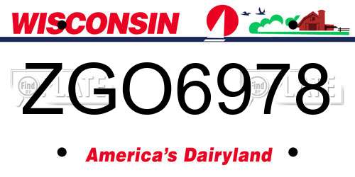 ZGO6978 Wisconsin License Plate