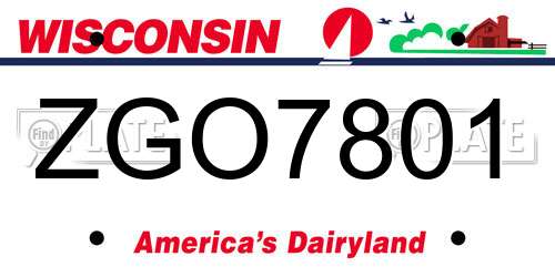 ZGO7801 Wisconsin License Plate