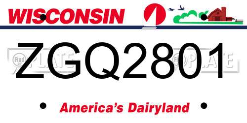 ZGQ2801 Wisconsin License Plate