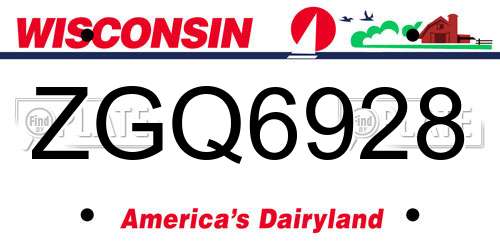 ZGQ6928 Wisconsin License Plate