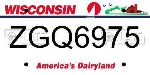 ZGQ6975 Wisconsin License Plate