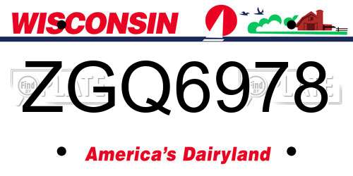 ZGQ6978 Wisconsin License Plate