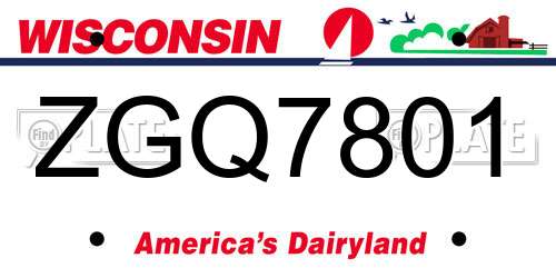 ZGQ7801 Wisconsin License Plate