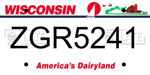 ZGR5241 Wisconsin License Plate