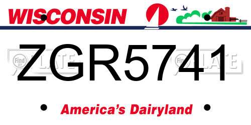 ZGR5741 Wisconsin License Plate