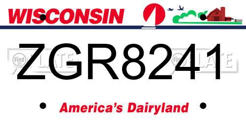 ZGR8241 Wisconsin License Plate