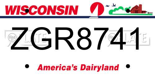 ZGR8741 Wisconsin License Plate