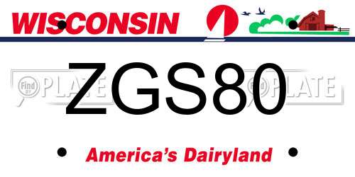 ZGS80 Wisconsin License Plate