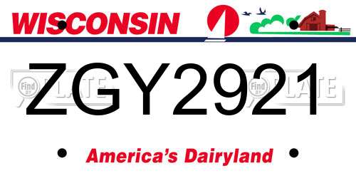 ZGY2921 Wisconsin License Plate