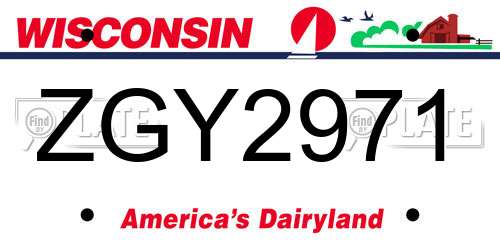 ZGY2971 Wisconsin License Plate