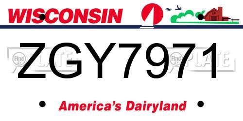 ZGY7971 Wisconsin License Plate