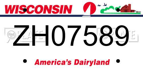 ZH07589 Wisconsin License Plate