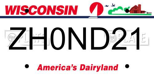 ZH0ND21 Wisconsin License Plate