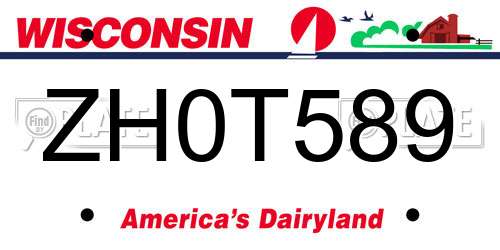 ZH0T589 Wisconsin License Plate