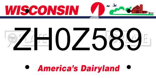 ZH0Z589 Wisconsin License Plate